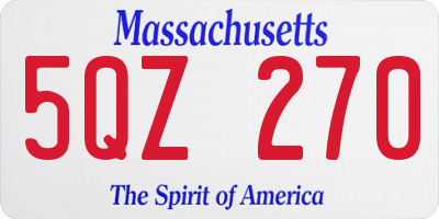 MA license plate 5QZ270