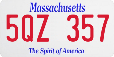 MA license plate 5QZ357