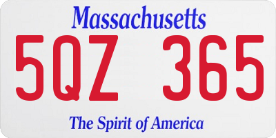 MA license plate 5QZ365