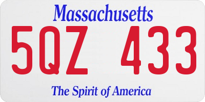 MA license plate 5QZ433