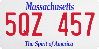 MA license plate 5QZ457