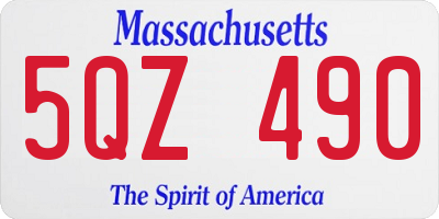 MA license plate 5QZ490