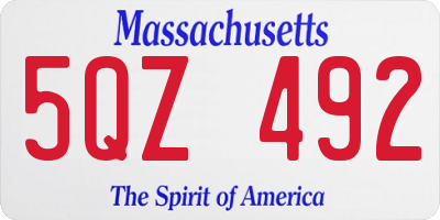 MA license plate 5QZ492