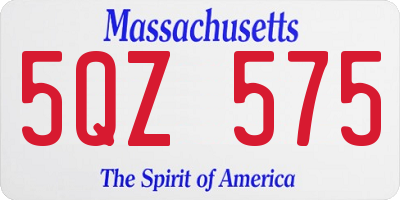 MA license plate 5QZ575