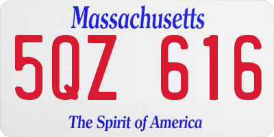 MA license plate 5QZ616