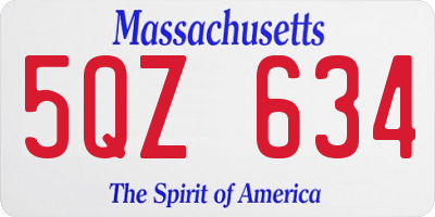 MA license plate 5QZ634