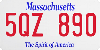 MA license plate 5QZ890