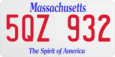 MA license plate 5QZ932