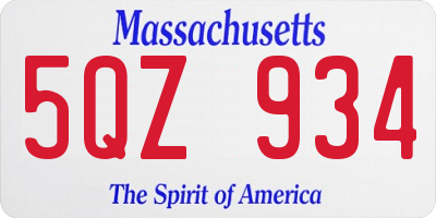 MA license plate 5QZ934