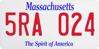 MA license plate 5RA024
