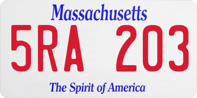 MA license plate 5RA203