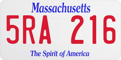 MA license plate 5RA216