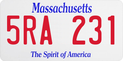 MA license plate 5RA231