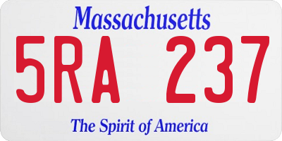 MA license plate 5RA237
