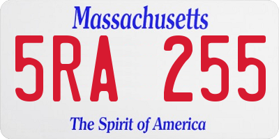 MA license plate 5RA255