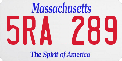 MA license plate 5RA289