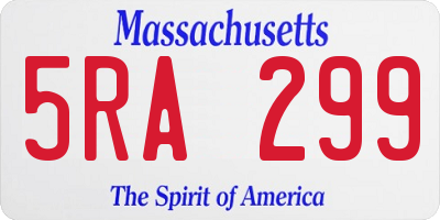 MA license plate 5RA299