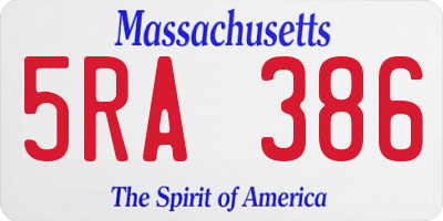 MA license plate 5RA386