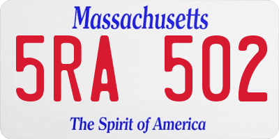 MA license plate 5RA502