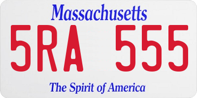 MA license plate 5RA555