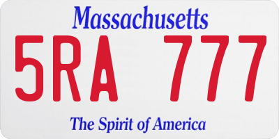 MA license plate 5RA777