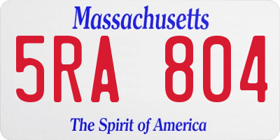 MA license plate 5RA804
