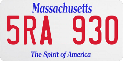 MA license plate 5RA930