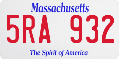 MA license plate 5RA932