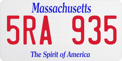 MA license plate 5RA935
