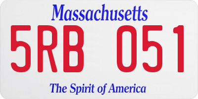 MA license plate 5RB051