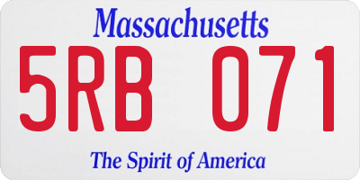 MA license plate 5RB071