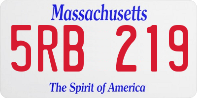 MA license plate 5RB219