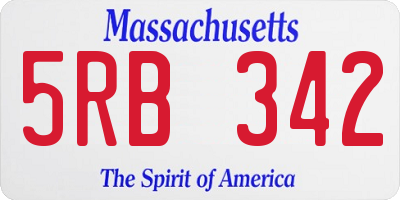 MA license plate 5RB342