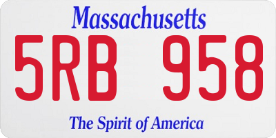 MA license plate 5RB958