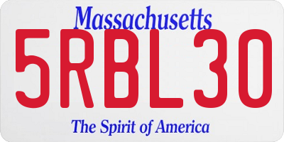 MA license plate 5RBL30