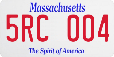 MA license plate 5RC004