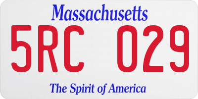 MA license plate 5RC029