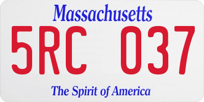 MA license plate 5RC037