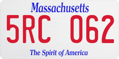MA license plate 5RC062