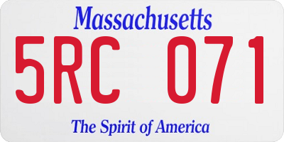 MA license plate 5RC071
