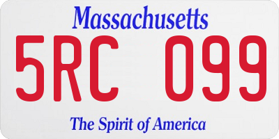 MA license plate 5RC099