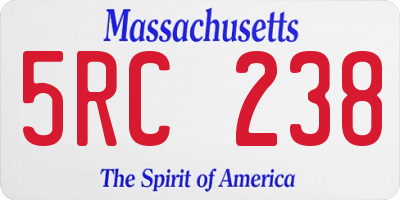 MA license plate 5RC238