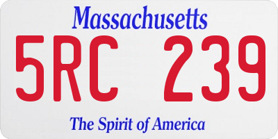 MA license plate 5RC239