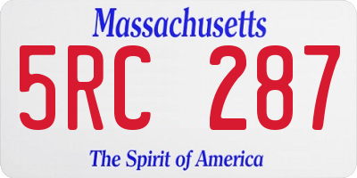 MA license plate 5RC287