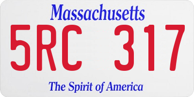 MA license plate 5RC317