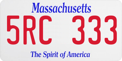 MA license plate 5RC333