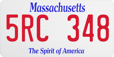 MA license plate 5RC348