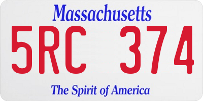 MA license plate 5RC374