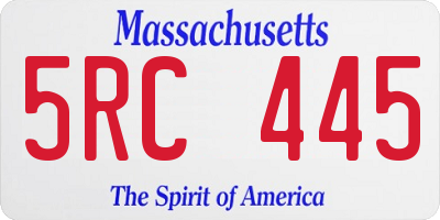 MA license plate 5RC445