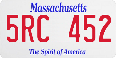 MA license plate 5RC452